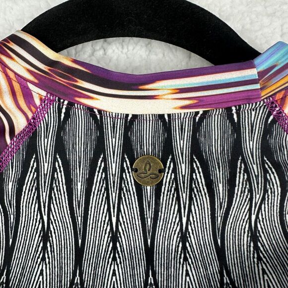 Prana Lorelei Sun Top Size S UPF 50+ Rash Guard Slim Colorful Abstract Swim Surf - Picture 8 of 10